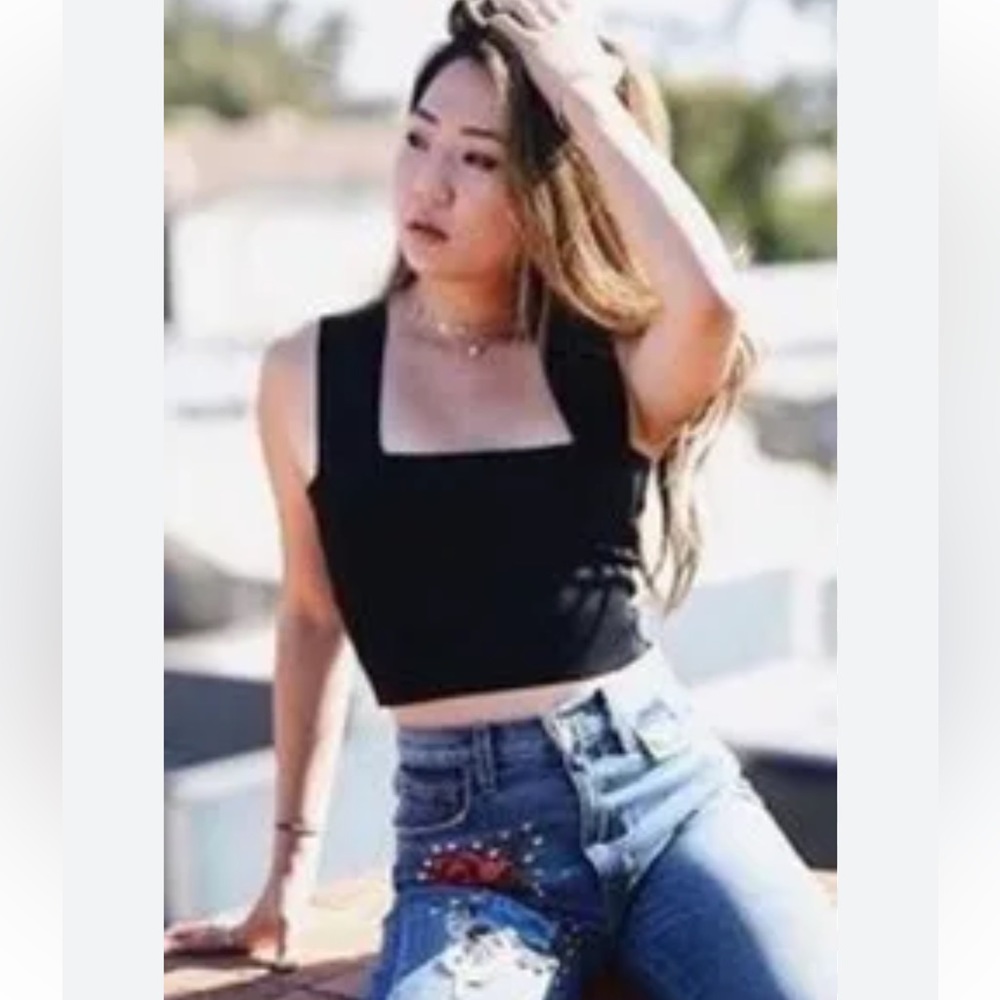 LF SEEK The Label Bandage Cropped Tank Top Black Size XS